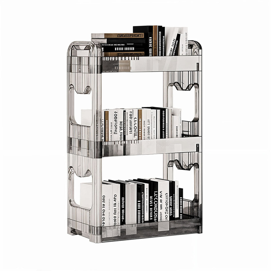 SOGA 38x24x62cm Clear 3 Tier Bookshelf Storage Organizer Trolley Rack