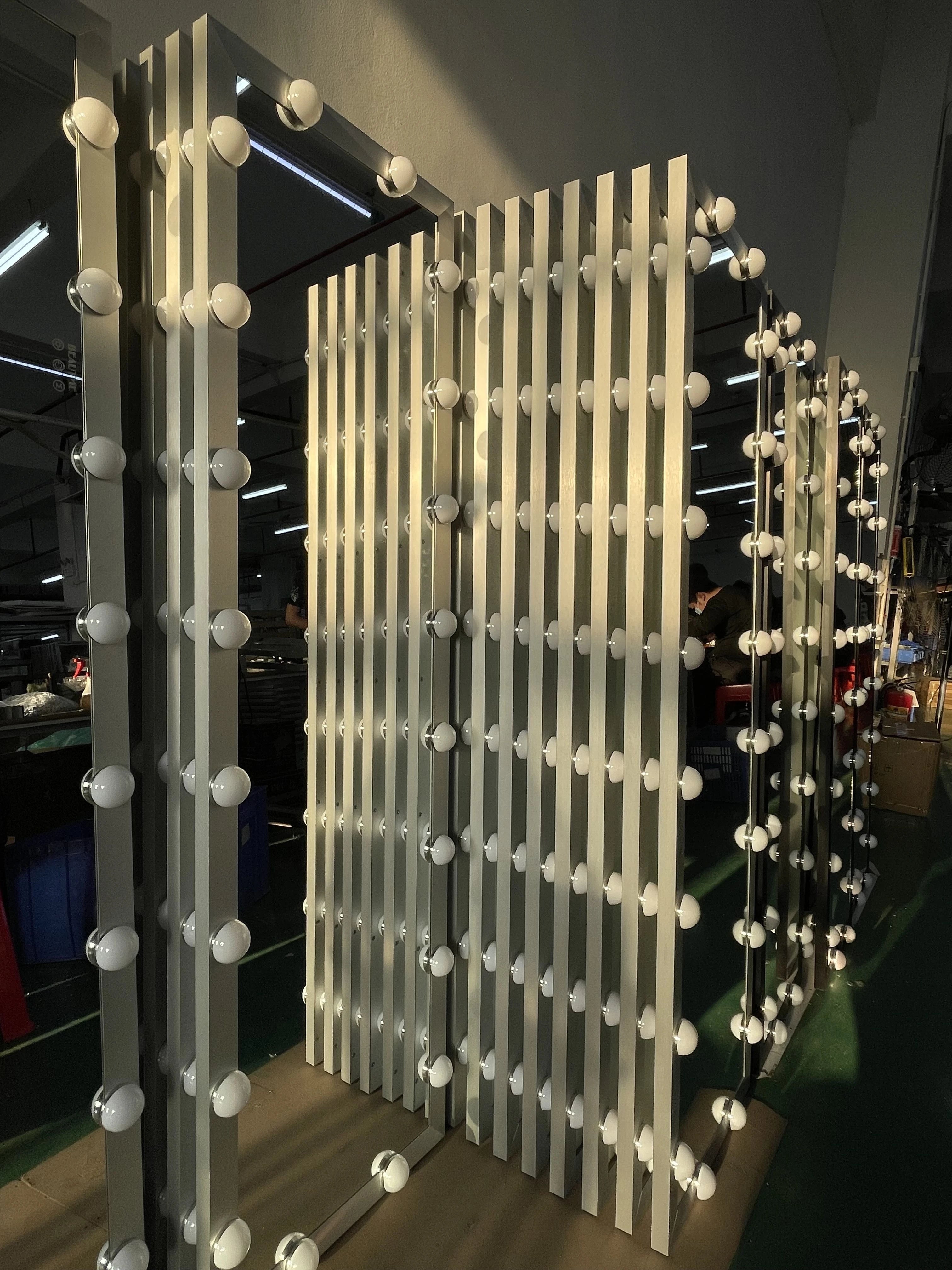 Wall Mounted Body Floor Mirror Full Length with Light Bulbs