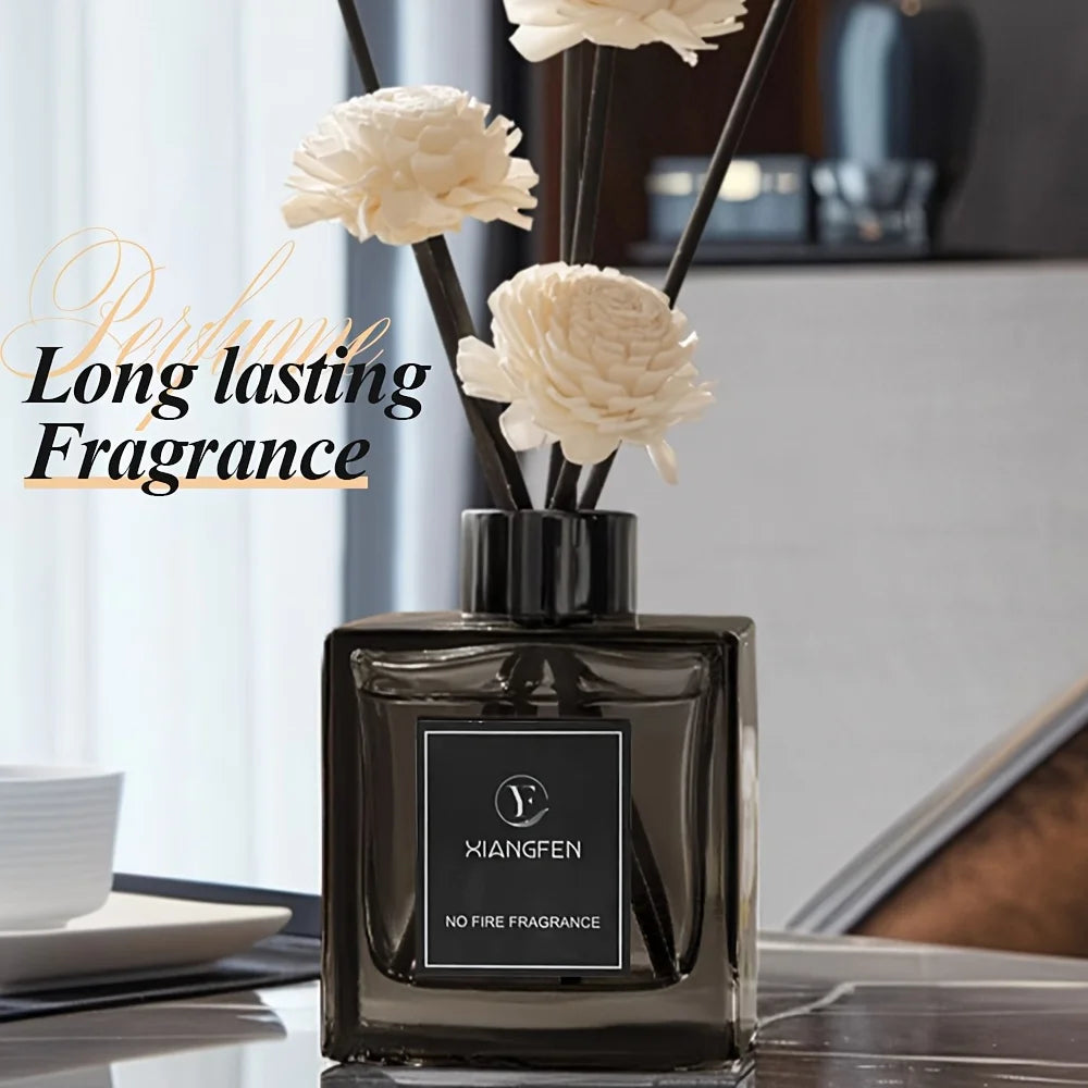 1.69oz Elegant Black Glass Diffuser with White Roses